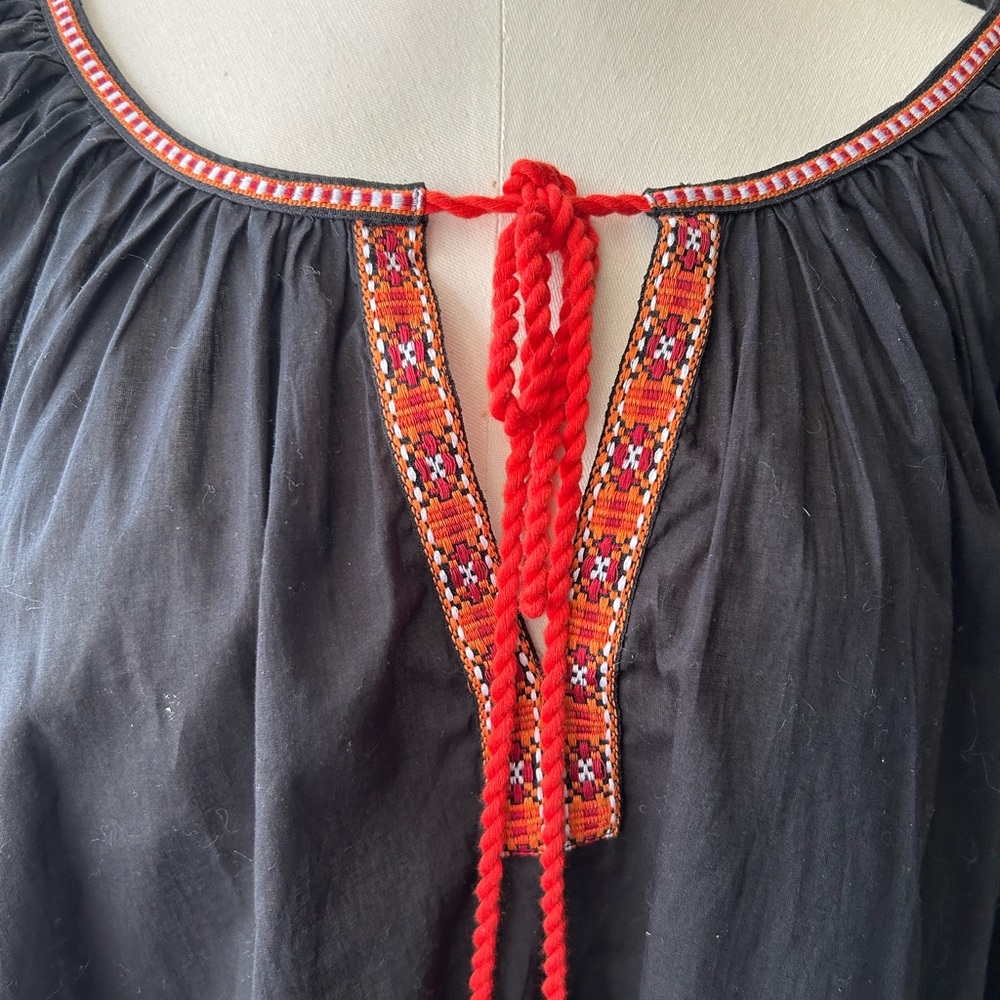 H&M boho blouse long elastic cuffs sleeves 100% cotton - Picture 2 of 7